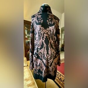 Black and Pink Patterned Long Sleeve Dress